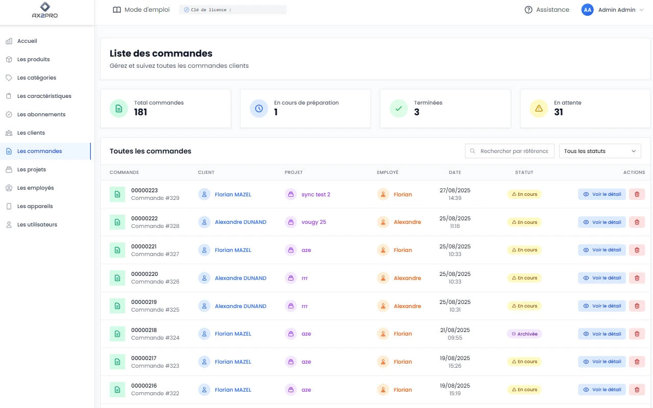 Application web Prise de cotes